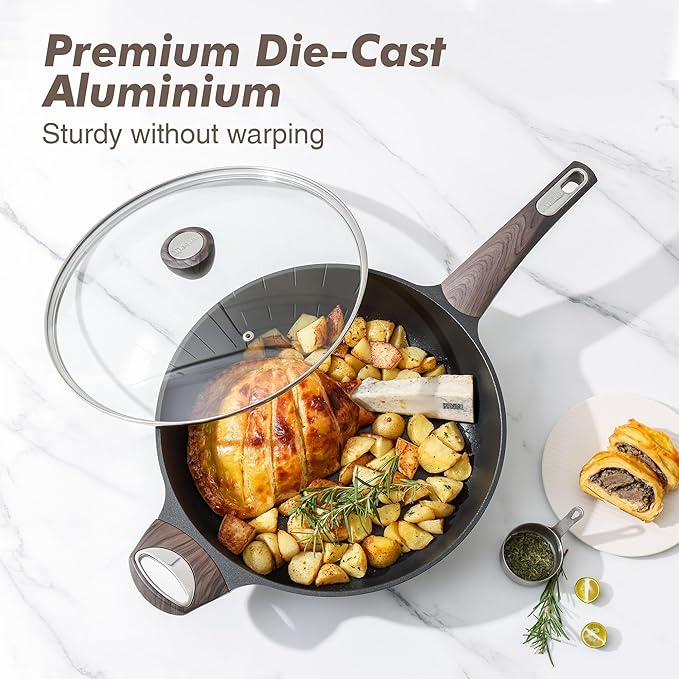 SENSARTE Nonstick Frying Pan Skillet with Lid, 10.5 Inch Deep Frying Pan, 3.8 Qt Non Stick Saute Pan with Cover, Induction Pan, Healthy Non Toxic Cooking Pan with Helper Handle, PFOA PFOS Free - Image 7