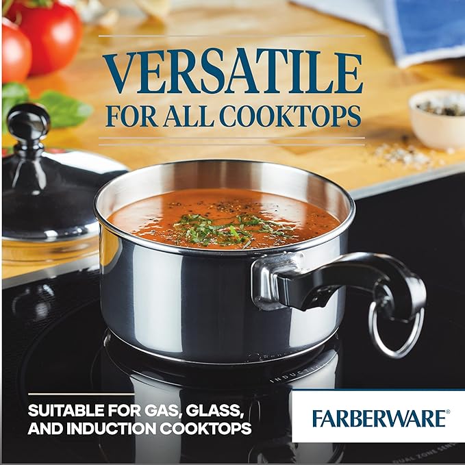 Farberware Classic Stainless Steel Sauce Pan/Saucepan with Lid, 1 Quart, Silver,50000,11.2"D x 6.3"W x 4.4"H - Image 3