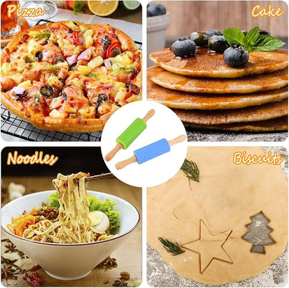 Mini Silicone Rolling Pin for Kids, Non-stick Surface Wood Handle, 9 Inch 1 Pack Purple - Image 5