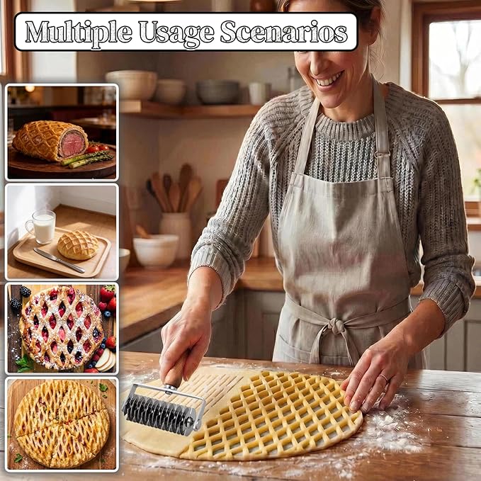 Pastry Lattice Roller Cutter - Stainless Steel Dough Lattice for Pie Pizza Bread beef wellington Pastry Crust Roller Cutter - Image 6