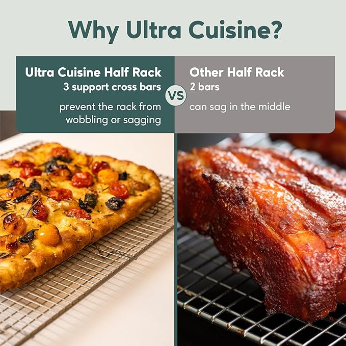 Ultra Cuisine Heavy Duty Cooling Rack for Cooking and Baking - Professional Grade Premium100% Stainless Steel Baking Rack & Wire Cooling Mesh for Roasting & Grilling - Dishwasher Safe - 11.5" x 16.5" - Image 4