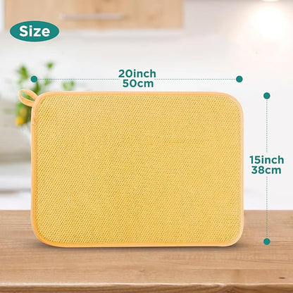 GeeRic Microfiber Dish Drying Mat, Super Absorbent Kitchen Dish Drying Pad, Reversible for Countertop, 15*20 inch Yellow - Image 2