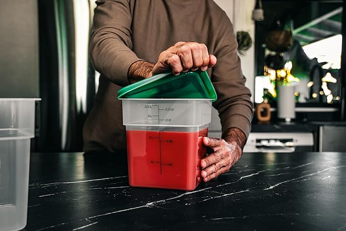 Cambro Food Storage Container with Lid (Microwave Safe and BPA-Free) - 2 Pack - Classic Series Square with Green Lid - 4 QT (Quart) - Commercial Grade for Food Prep (Translucent) - Image 2