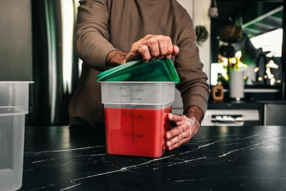 Cambro Food Storage Container with Lid (Microwave Safe and BPA-Free) - 2 Pack - Classic Series Square with Green Lid - 4 QT (Quart) - Commercial Grade for Food Prep (Translucent) - Image 2