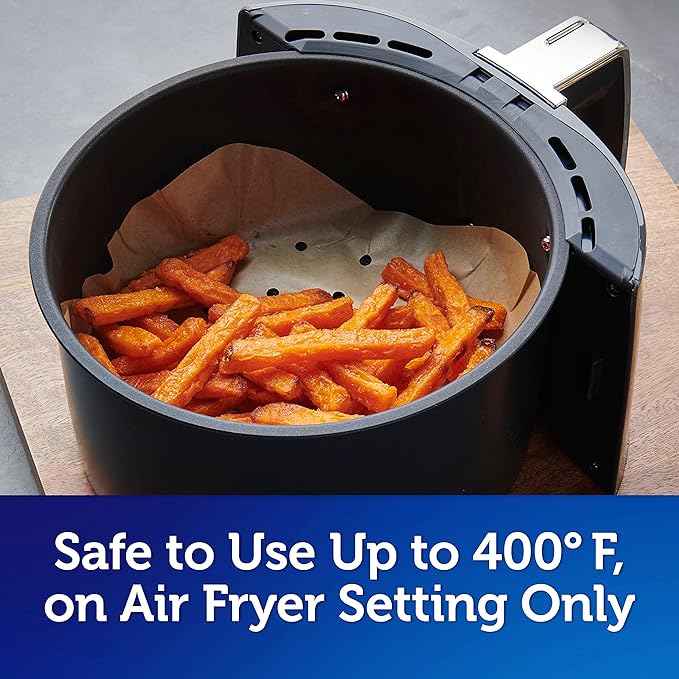Reynolds Kitchens Air Fryer Liners Disposable, Unbleached Parchment Paper Sheets, 50 Count (Pack of 2) - Image 8