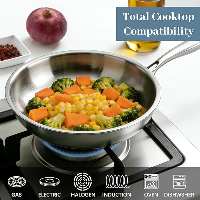 Stainless Steel Cookware Set - 10.26-Inch 3-Ply Heavy Duty Kitchen Set, Detachable Handle, Induction Compatible, Oven and Dishwasher Safe for All Cooktops - Image 5
