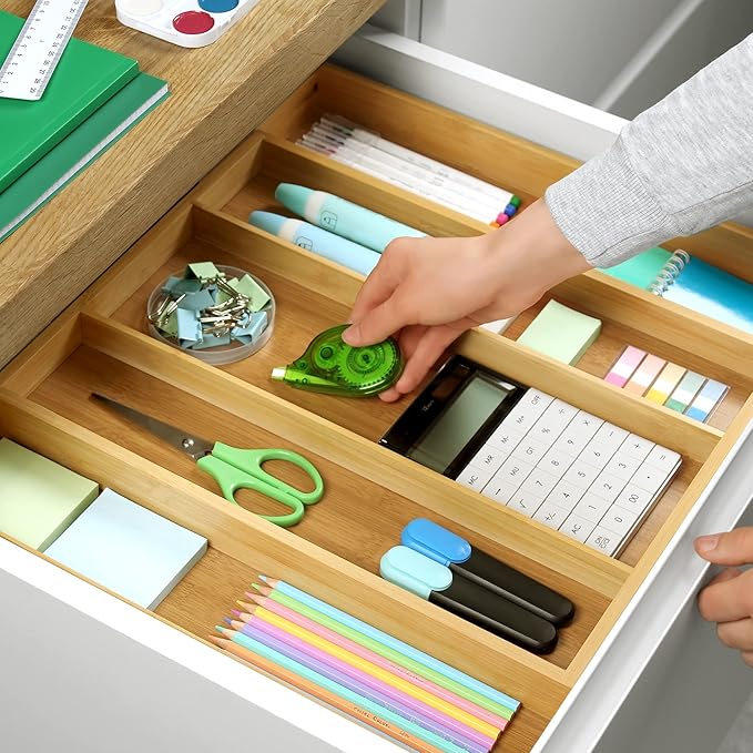 ROYAL CRAFT WOOD Luxury Bamboo Kitchen Drawer Organizer - Silverware Organizer - Utensil Holder and Cutlery Tray with Grooved Drawer Dividers for Flatware and Kitchen Utensils (5 Slot, Natural) - Image 3