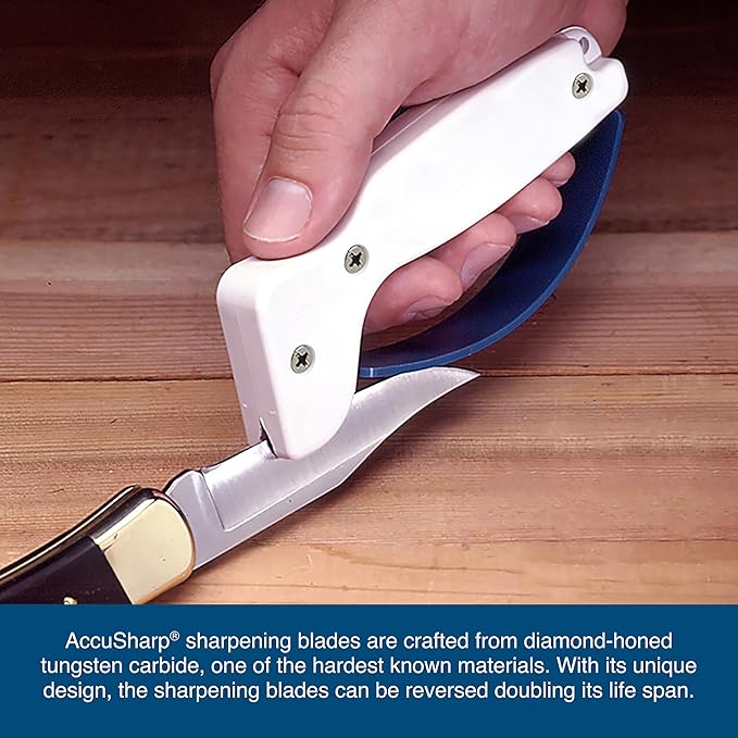 AccuSharp Hand-Held Carbide Blade Sharpener, Kitchen Knife and Chef Knife Sharpener, Professional Chef Grade Sharpening Tool, Restore and Hone Straight & Serrated Knives, 2-Pack, White - Image 4