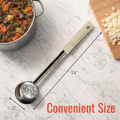 3 Ounce Slotted Stainless Steel Portion Control Ladle Spoon for Measuring and Serving; Commercial Grade Serving Scoops [Pack of 2] - Image 6