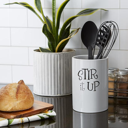 DII Kitchen Accessories Retro Collection, Ceramics, Utensil Holder, White - Image 4