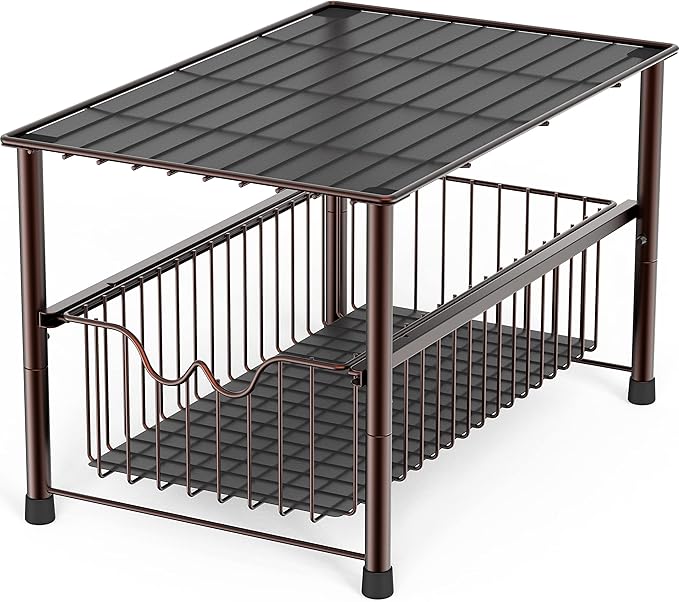 Deco Brothers Stackable Under Sink Organizer with Sliding Basket, Bronze by DecoBrothers