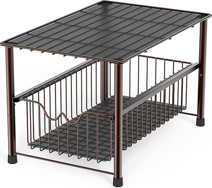Deco Brothers Stackable Under Sink Organizer with Sliding Basket, Bronze by DecoBrothers