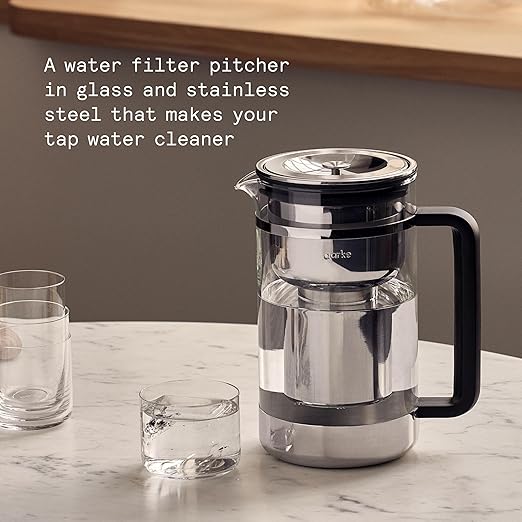 Aarke Purifier Large Glass Pitcher Bundle w/Steel Filter, BPA-Free, 3 Enriched + 1 Pure Granules, 2.8L Pitcher with 1.66L Filtration Capacity - Image 2