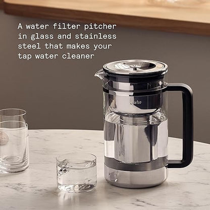 Aarke Purifier Large Glass Pitcher Bundle w/Steel Filter, BPA-Free, 3 Enriched + 1 Pure Granules, 2.8L Pitcher with 1.66L Filtration Capacity - Image 2