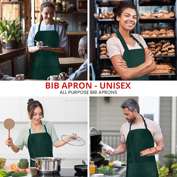 Utopia Kitchen 10 Pack Bib Apron Adjustable with 2 Pockets, Water and Oil Resistant, Cooking Kitchen Chef Apron for Women Men - Image 5