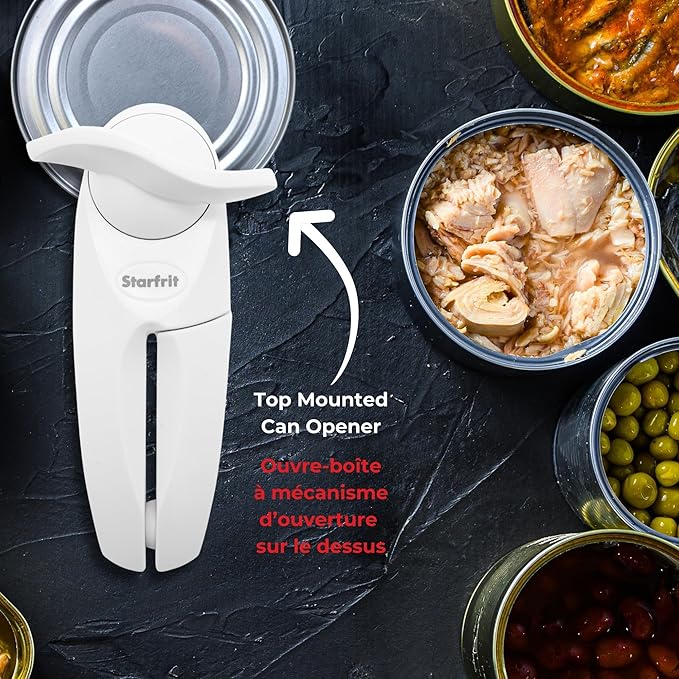 Starfrit Little Beaver Can Opener - Safe - Holds and Leaves No Sharp Edges on Lid - Comfort Grip - 3 year warranty - Red - Image 4