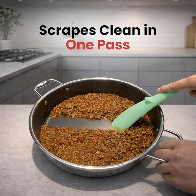 Silicone Spoon Spatula for Cooking - Multifunction Scoop Spatula Spoonula - Heat Resistant Cooking Spoon for Nonstick Cookware - Large Silicone Kitchen Spoon - Seamless Design (Mint,2pcs) - Image 4