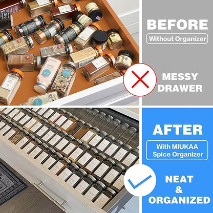 MIUKAA Clear Acrylic Spice Drawer Organizer, 4 Tier- 2 Set Expandable From 13" to 26" Drawer Seasoning Organizer, Kitchen Spice Rack Tray for Drawer/Countertop (Jars not included) - Image 6