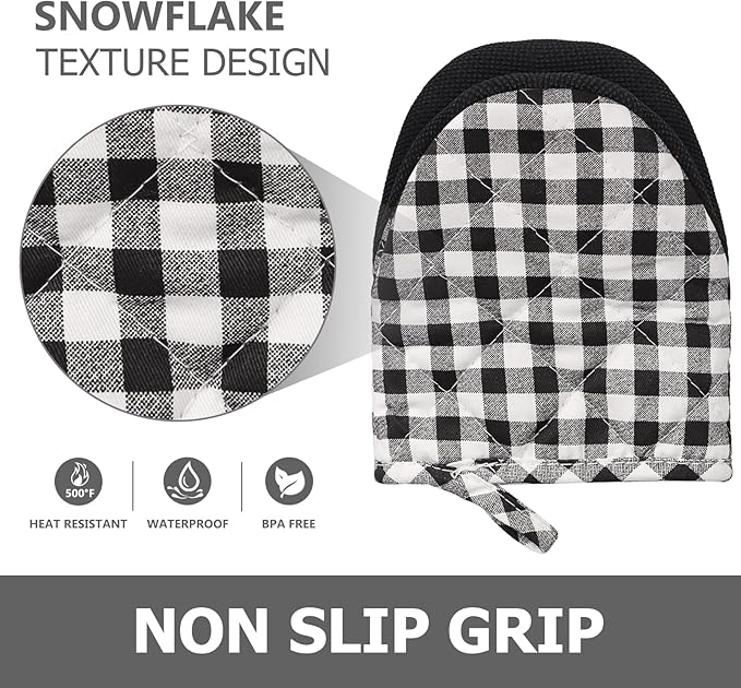1 Pair Short Oven Mitts - Silicone Kitchen Oven Gloves High Heat Resistant 500℉, Mini Oven Mits with Non-Slip Grip Surfaces and Hanging Loop for BBQ, Baking, Cooking and Grilling - Image 5