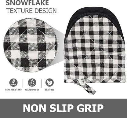 1 Pair Short Oven Mitts - Silicone Kitchen Oven Gloves High Heat Resistant 500℉, Mini Oven Mits with Non-Slip Grip Surfaces and Hanging Loop for BBQ, Baking, Cooking and Grilling - Image 5