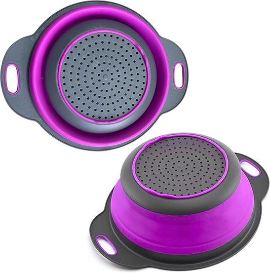 Purple Foldable Food Strainer for Kitchen - Small Collapsible Colander for Spaghetti and Pasta Multifunctional Silicone Strainer for Camping by KillersInstinctOutdoors