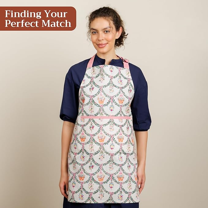 Maison d' Hermine 100% Cotton Apron for women with Pocket Kitchen Chef Apron for Men Cooking Mothers Day Gifts