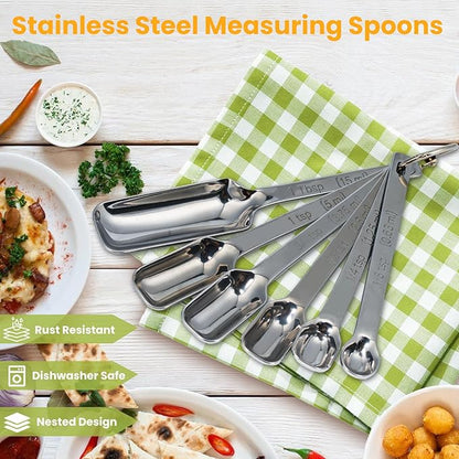 Stainless Steel Measuring Spoons Set of 11, Includes 6 Rectangular Measuring Spoons and 5 Tiny Spoons, Compact Spoons Design for Narrow Spice Jars, Ideal for Dry and Liquid Ingredients - Image 5