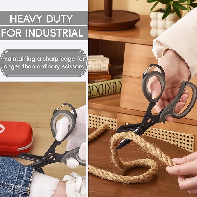 MEUUT 2 PCS All Purpose Scissor –7.5in Multi-Purpose Utility Scissors for Kitchen, Crafts, Camp, Emergency & Industrial Use Heavy Duty Stainless Steel with Micro-Serrated Blade for Left and Right Hand