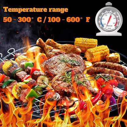 Stainless Steel Oven Thermometer 50-300°C/100-600°F, Analog Instant Read, Battery-Free Kitchen Cooking Thermometer, Hook & Stand Design Food Thermometer for Oven, Grill, Smoker, Fryer - Image 7