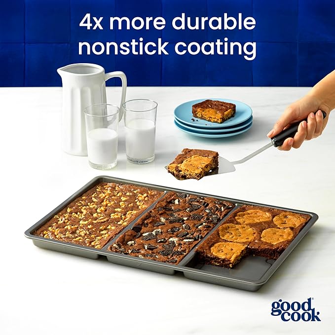 GoodCook Divided Baking Sheet Premium Carbon Steel Nonstick Pan, 11 x 17-Inch