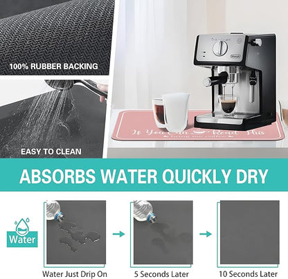 Coffee Bar Mat for Countertops 31.5inx17in,Absorbent Hide Stain Anti-Slip Cafe Bar Accessories Fit Under Coffee Machine Mat,Dish Drying mats for Kitchen