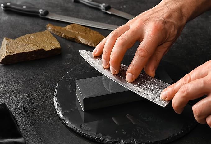 Moss & Stone 7-Piece Kitchen Knife Set with Block – Stainless Steel Serrated Kitchen Knives, High Carbon Blades, Small Cutlery Set for Home Cooking, Compact Countertop Small Knife Set Wood Block - Image 8