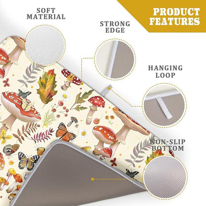 Magic Mushroom Dish Drying Mats Botanical Decorative Absorbent Drying Pad Microfiber Kitchen Sink Rack Mats 18 X 24 Inch - Image 4