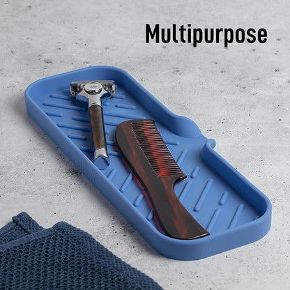 Zulay Kitchen Large Silicone Sponge Holder (12x4) – Flexible Sink Organizer Tray for Kitchen & Bathroom – Multipurpose Soap Dish for Sponges, Makeup, Trinkets & More (Provence Blue) - Image 5