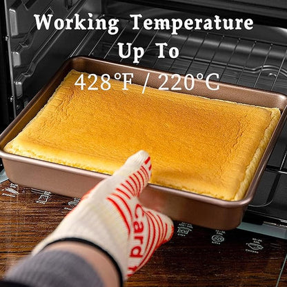 12" x 10" Cookie Sheet Pan Set, 2 Pack Nonstick Baking Sheets, Commercial Carbon Steel Jelly Roll Tray, 2.5" Deep Bakeware For Oven Bake, Anti-warping & Easy Clean