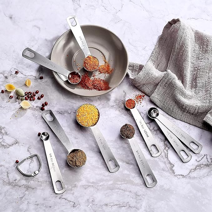 9PCS Measuring Spoons Set Stainless 1 tbsp, 1/2 tbsp, and 1-1/16tsp Steel Measuring Spoons for Cooking Baking Spice Jars and Liquid Ingredients - Image 7