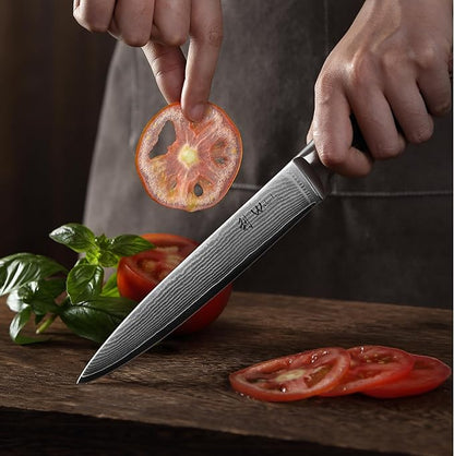 Wakoli EDIB 5-Piece Damascus Knife Set, Professional Kitchen Knives made of 67-Layer Damascus Steel with VG10 Core Blades, Ergonomic Pakkawood Handles, In Wooden Gift Box