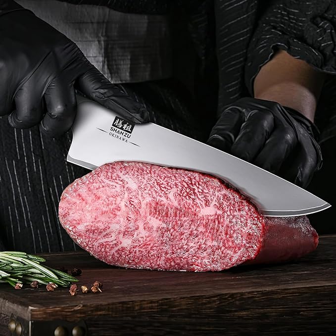 SHAN ZU Japanese Knife Set 3 PCs, High Carbon 10Cr15Mov Stainless Steel Chef Knife Set, Ultra-Sharp Professional Kitchen Knives Set with Ergonomic Pakkawood Handle and Elegant Gift Box - Image 8