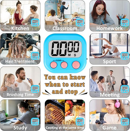 ZILLEEN Classroom Timers for Kids Classroom Magnetic Digital Kitchen Timers for Cooking Teachers Gym Game 6 Pcs Blue Green Pink Purple Yellow Orange - Image 5