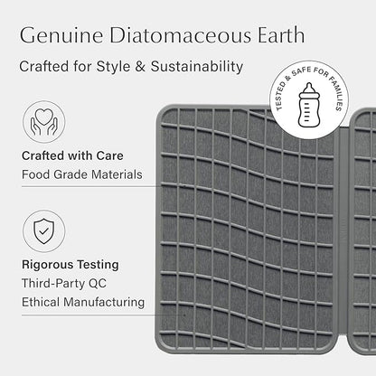 Dorai Home Dish Pad - Collapsable Stone Dish Drying Mat with Diatomaceous Earth for Quick Drying - Ultra Absorbent - Encased in Woven Silicone - Eco-Friendly, Foldable - Large 24.6" x 16.5", Slate - Image 4