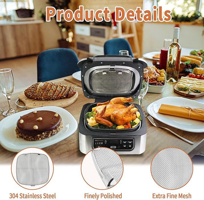 Grill Grate and Replacement Splatter Shield for Ninja AG301 Foodi 5-in-1 Indoor Grill, Non-stick Grill Griddle and Stainless Steel Fine Mesh Splatter Screen for Ninja Foodi AG300, AG301C, AG302, AG400