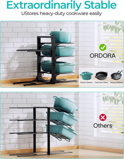 ORDORA 6-Tier Pots and Pans Organizer under Cabinet, Kitchen Cabinet Organizers and Storage, Heavy Duty Pots and Pan Storage Rack Organizer inside Cabinet, Adjustable Pot Rack - Image 7