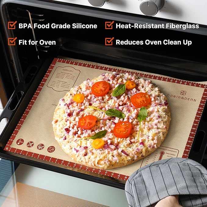Silicone Baking Mat,28" x 20" Extra Thick Large Non Stick Sheet Mat with Measurement Non-slip Dough Rolling Mat,Reusable Food Grade Silicone Counter Mat for Making Cookies,Macarons,Bread and Pastry - Image 2