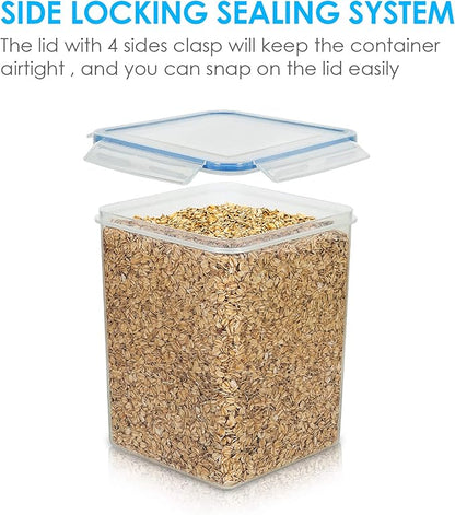 Vtopmart Large Food Storage Containers 5.2L / 175oz, 4 Pieces BPA Free Plastic Airtight Canisters for Flour, Sugar, Baking Supplies, Rice with Lids, 4 Measuring Cups and 24 Labels, Blue - Image 4