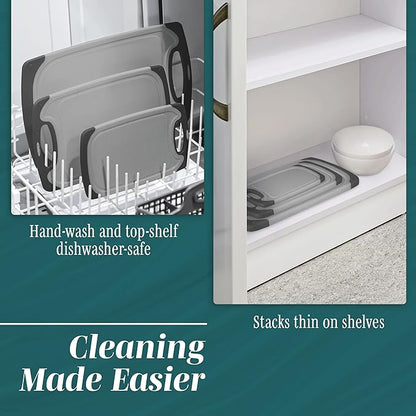 Cutting Boards for Kitchen - BPA-Free Chopping Board - Different Sizes & Non Slip Handles - Reversible, Large Cutting Board Set - Unique Gifts for Cooks Who Have Everything - 3-Pack Gray/Gray - Image 5