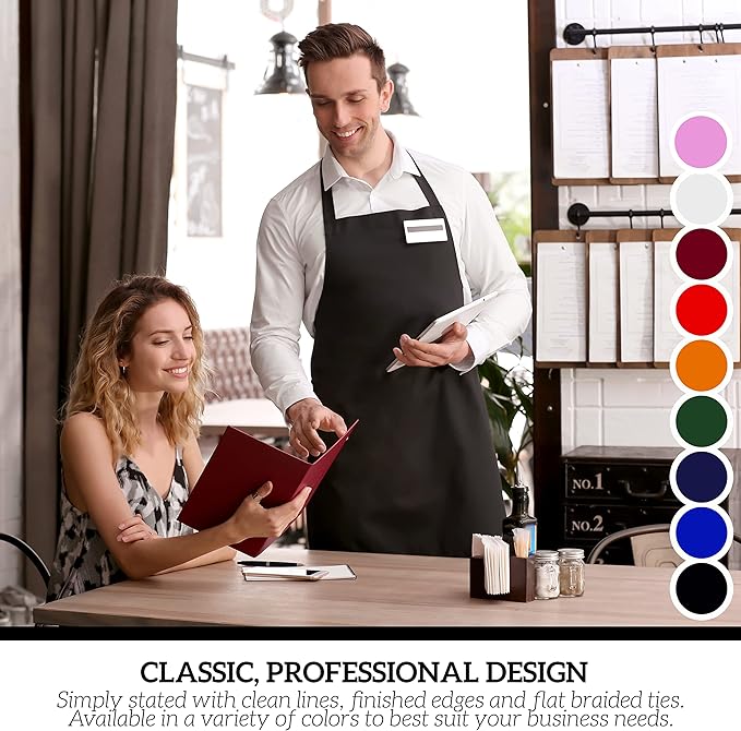 GREEN LIFESTYLE 2 Pack Chef Apron with Pockets – Grilling Aprons for Men, Waterproof Cooking Apron for BBQ, Work or Restaurant Use, Kitchen Aprons for Women with Pockets – Pink - Image 5