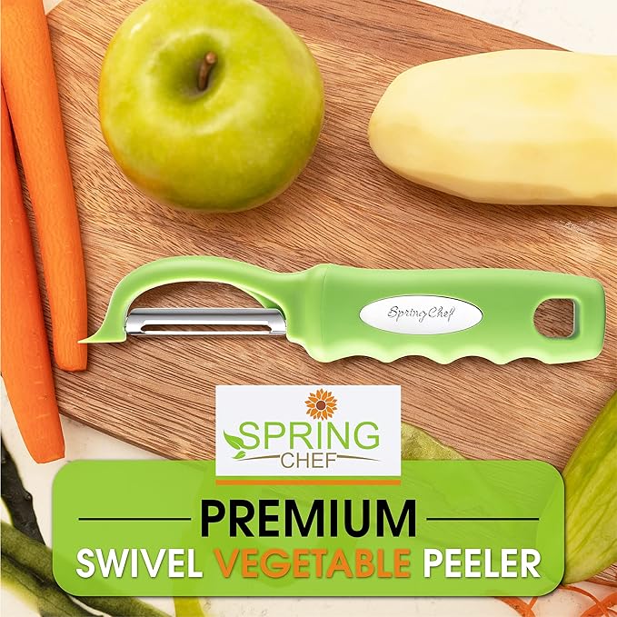 Spring Chef Premium Swivel Vegetable Peeler, Soft Grip Handle and Ultra Sharp Stainless Steel Blades - Perfect Kitchen Peeler For Veggie, Fruit, Potato, Carrot, Apple - Green - Image 7