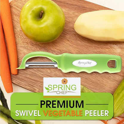 Spring Chef Premium Swivel Vegetable Peeler, Soft Grip Handle and Ultra Sharp Stainless Steel Blades - Perfect Kitchen Peeler For Veggie, Fruit, Potato, Carrot, Apple - Green - Image 7