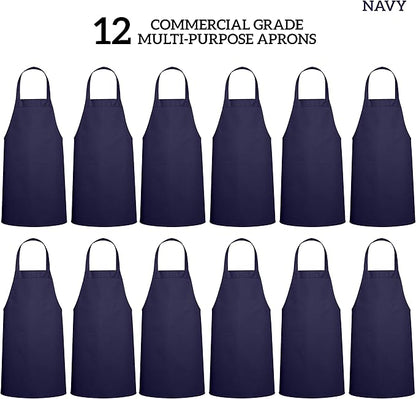 GREEN LIFESTYLE 12 Pack Professional Chef Apron – Grilling Aprons for Men, Waterproof Cooking Apron for BBQ, Work or Restaurant Use, Kitchen Aprons for Women – Navy, No Pockets - Image 3