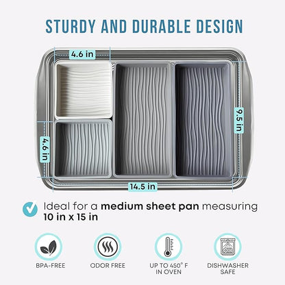 Sandunes Silicone Sheet Pan Dividers for Cooking & Meal Prep - Nonstick Bakeware Sets - 4 Silicone Baking Sheet Dividers for Oven, Air-fryer, Microwave & Dishwasher-Safe